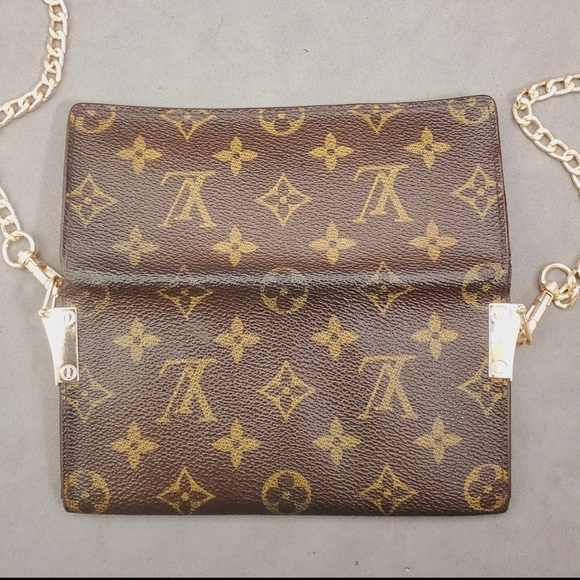 Authentic LOUIS VUITTON Crossbody Monogram Wallet Long Chain Woc Vintage Mi9002 - Picture 6 of 15